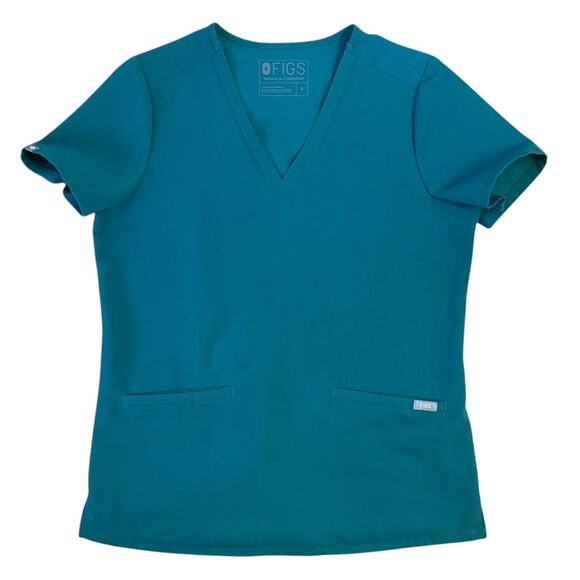 FIGS Women’s Catarina One-Pocket V Neck Scrub Top Short Sleeve Teal Sz Small - Picture 1 of 9